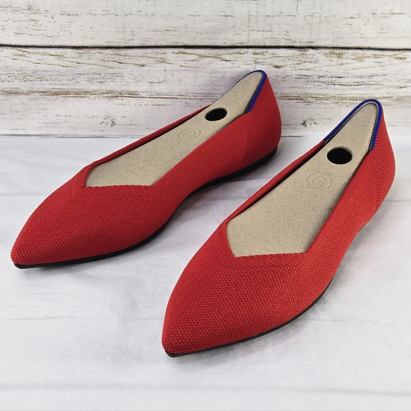 Rothy's Ballet Flats Pointed Toe Bright Red Women's Size 8.5 - Picture 3 of 14